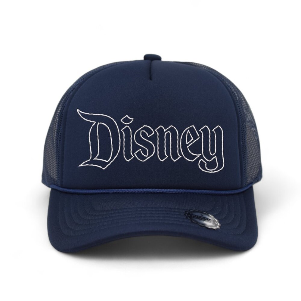 Disney Embroidered 5 Panel Trucker Rope Hat with Adjustable SnapBack - Navy